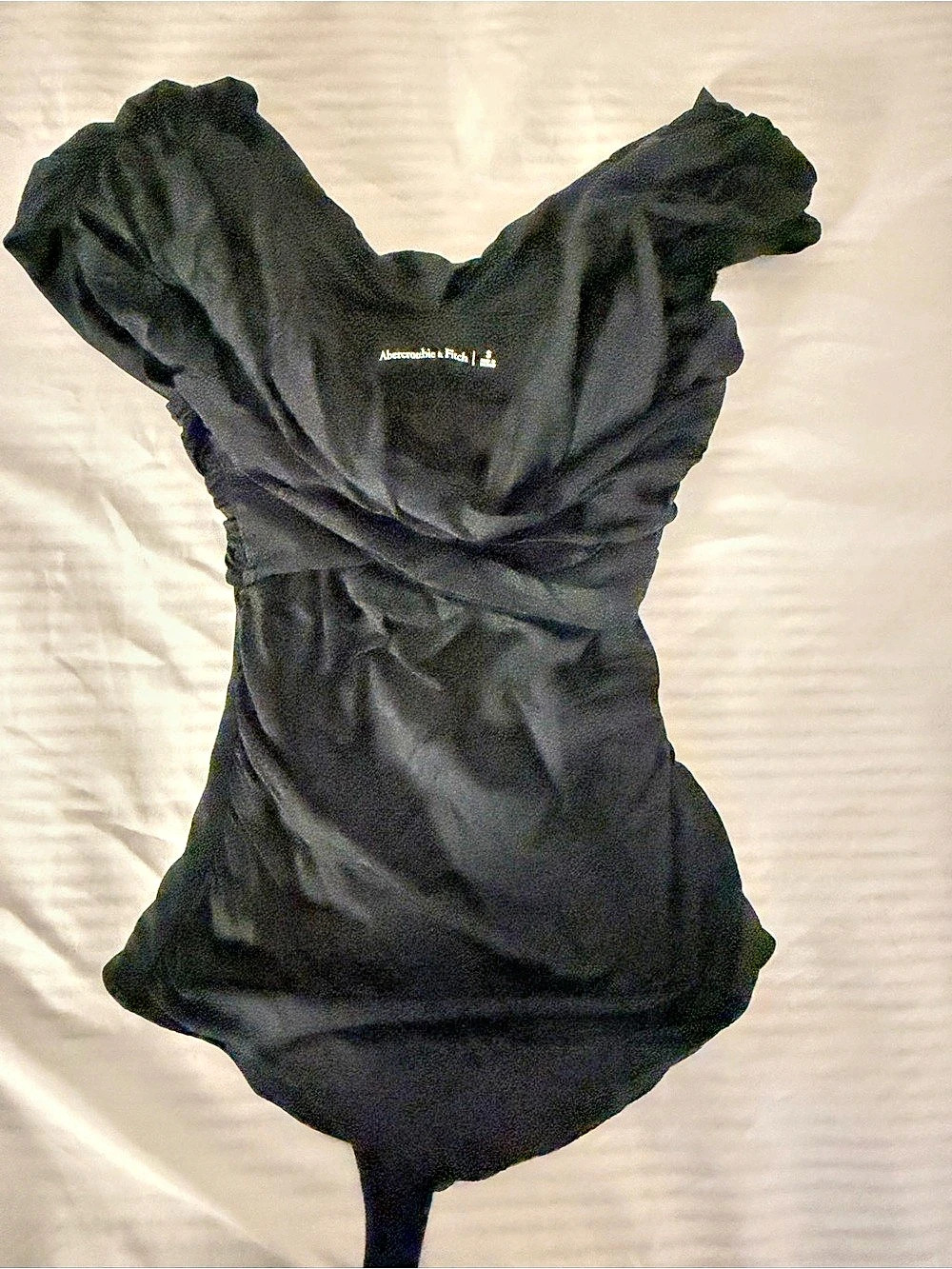 Abercrombie & Fitch Off-The-Shoulder Asymmetric Wrap Bodysuit Black Small
